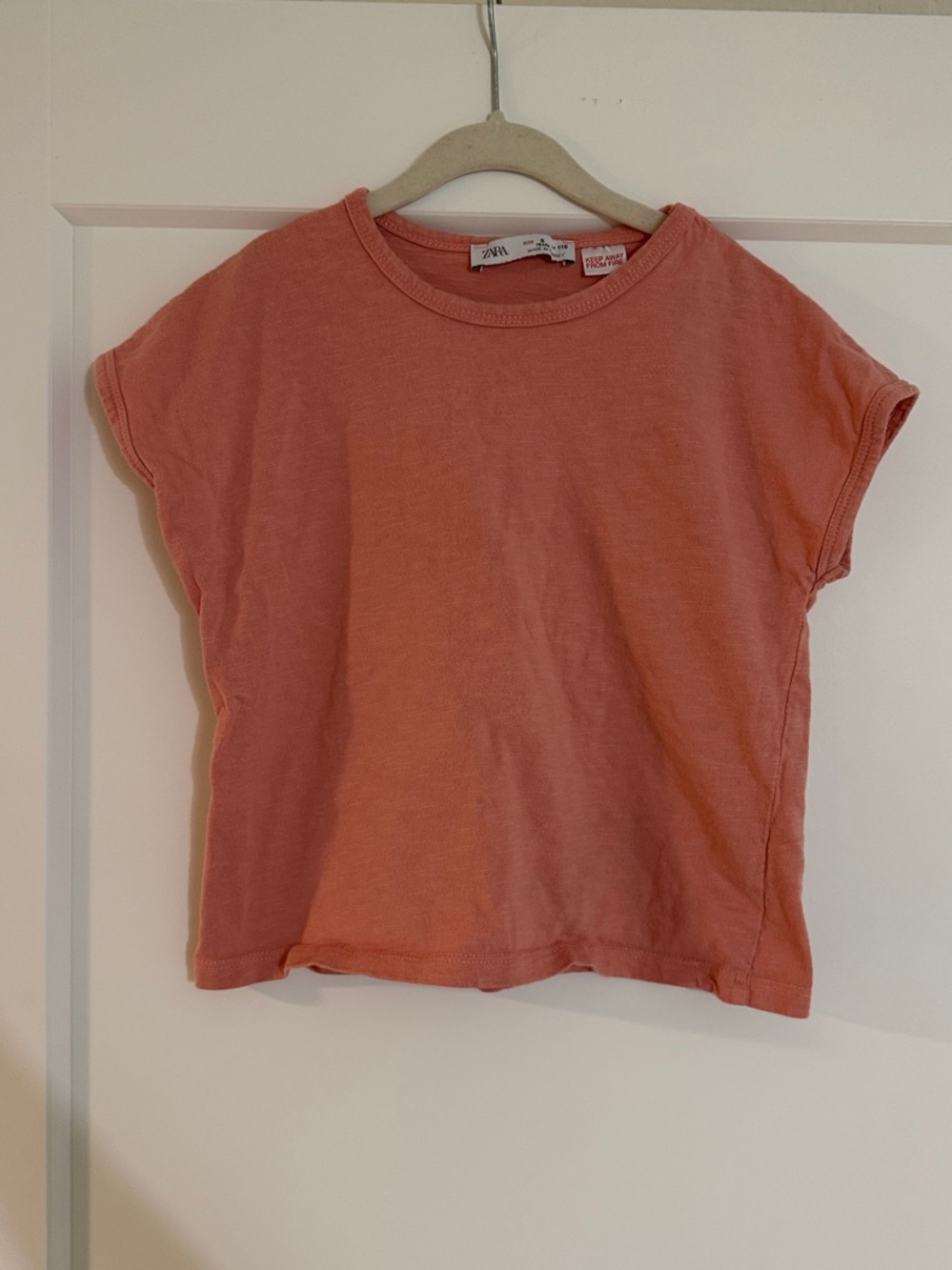 Zara Short Sleeve Boxy Tee in Coral